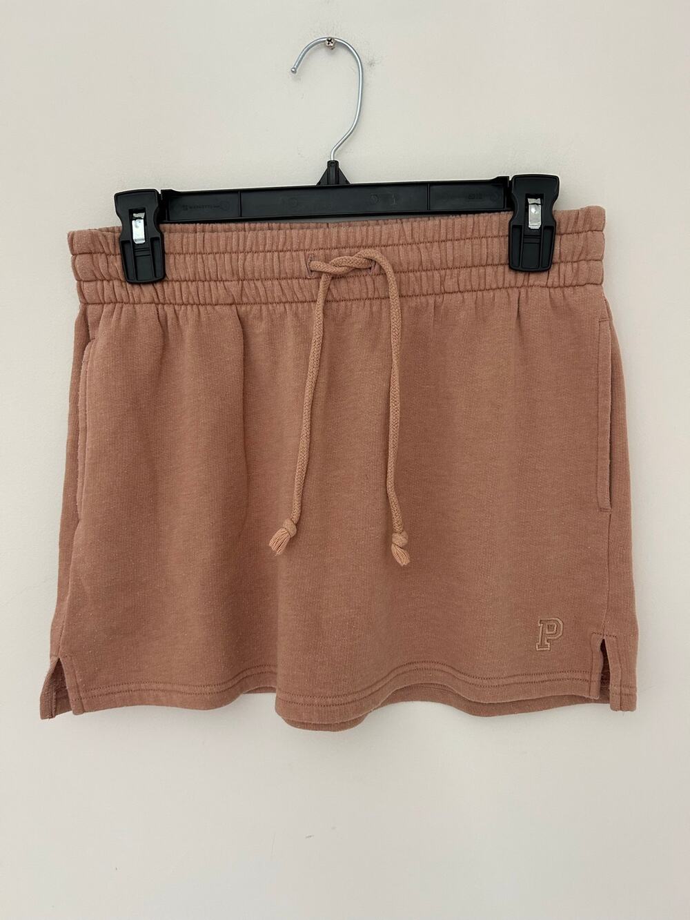 Victoria’s Secret Pink Fleece Sweat Skirt Mini Brown Super Soft Raw Hem EUC XS